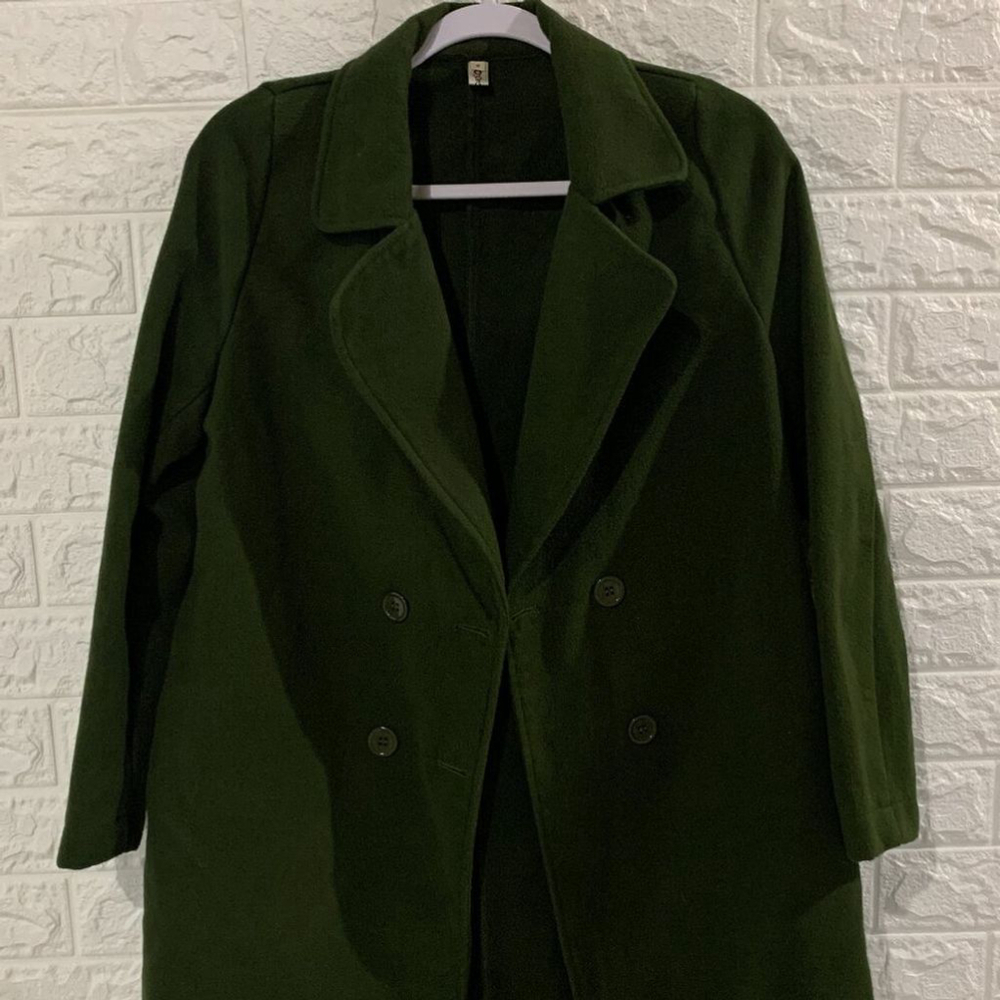Casual Overcoat For Women's Solid Double Breasted Overcoat Winter Outerwear Fall - Picture 2 of 6